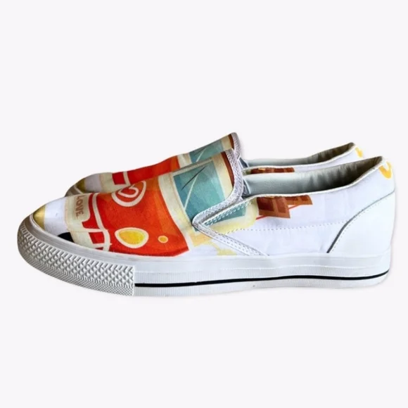 VW Camper Van Inspired Love Bus Slip on Sneakers. Sz 9 - Picture 4 of 9